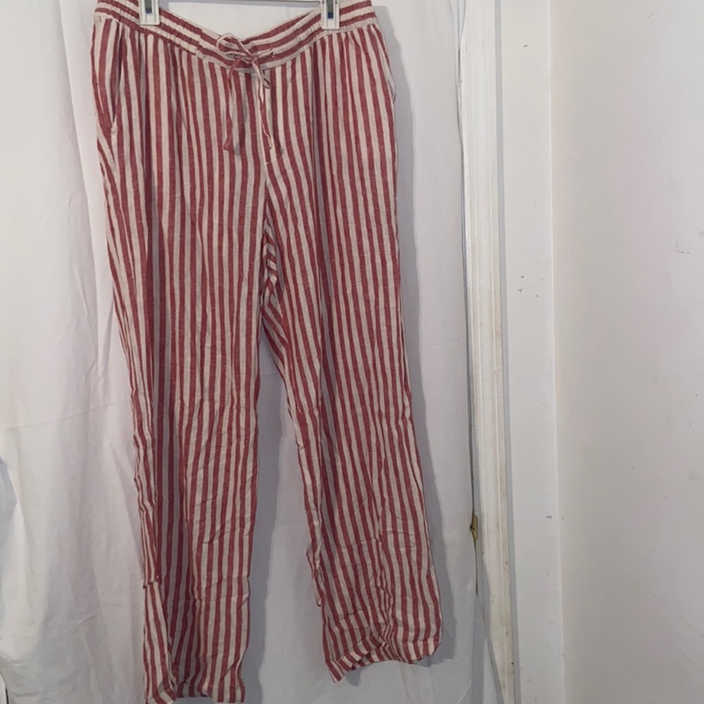 Old Navy pinstripe wide leg linen pants